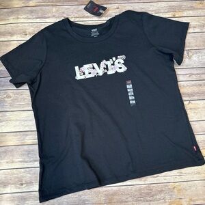 Levi's Women's Perfect Graphic Logo Cotton T-shirt Black Size 1X
